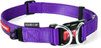 EzyDog Double Up Dog Collar, Strong Double D-Rings - X-Large, Purple | Dual D-Rings for Superior Strength, Safety, and Comfort, Soft Touch Nylon Webbing, Reflective Stitching, Id Attachement Point