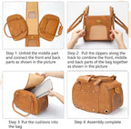 Dog Carrier Purse, Pet Carrier, Foldable Waterproof Premium PU Leather Pet Travel Portable Bag Carrier for Cat and Small Dog Home & Outdoor Small Brown