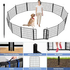 ADAVIN Garden Fence with Gate 36 in(H)×31 Ft(L) 14 Panels, Camping Fence, Tall Animal Barrier Fence, Pet Fences for Dogs Outside, Black Metal Decorative Garden Fencing, Flower Bed Fencing