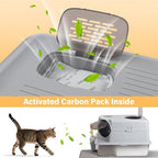 Stainless Steel Litter Box with Lid,XL Large Enclosed Cat Litter Box | Front & Top Entry Metal Litterbox, Odor Control,Anti-Leakage, Non-Sticky, Includes Mat&Scoop,23.8 x 15.8 x 15.8 inches