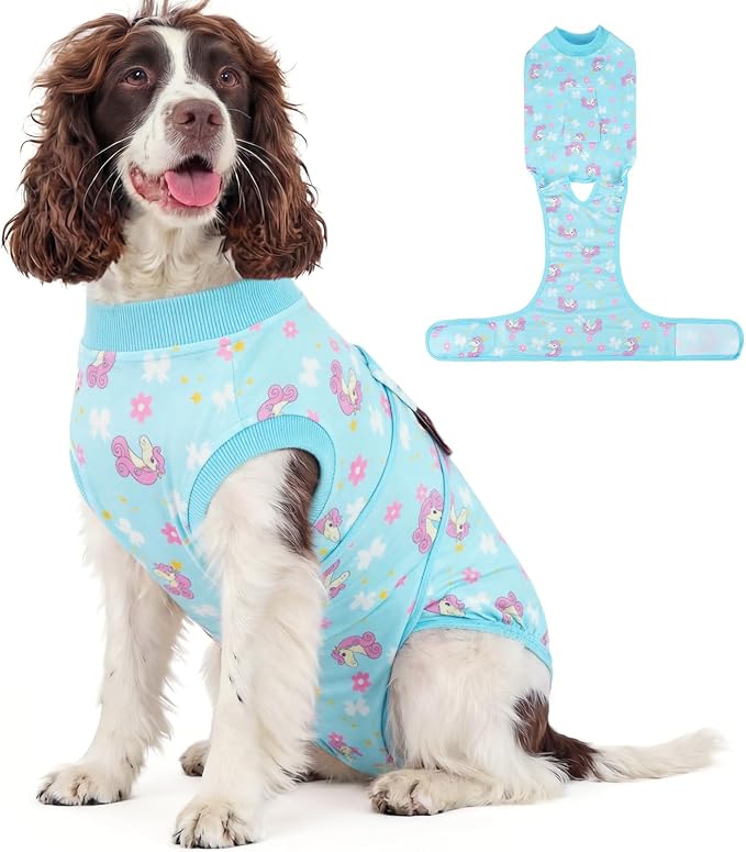 Kuoser Dog Recovery Suit After Surgery, Spay Neuter Surgical Suit for Dogs | Post Surgery Anti-Licking Dog Onesie Protects Wounds and Incisions, E-Collar & Cone Alternative Bodysuit for Female Male Dogs