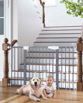 Cumbor 29.7-54.2" Wide Baby Gate for Stairs, Auto-Close Dog Gate Indoor for Doorways, No Drilling Pressure Mounted Pet Gates for Kids, Easy Walk Through Safety Gate, Gray