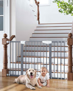 Cumbor 29.7-54.2" Wide Baby Gate for Stairs, Auto-Close Dog Gate Indoor for Doorways, No Drilling Pressure Mounted Pet Gates for Kids, Easy Walk Through Safety Gate, Gray