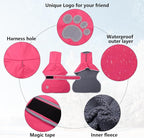 Geyecete Dog Winter Coat Geyecete Greyhound Raincoat Fabric with Lamb Velvet Inside Outdoor Dog Apparel with Adjustable Bands for Medium, Large Dog-Pink-S