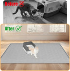 Silicone Cat Litter Mat 42" x 29" Cat Mat for Litter Box, Light Grey | Extra Large Cat Litter Trapping Mat for Floor, Waterproof, Non-Slip Kitty Litter Box Mat with Raised Edge, Easy to Clean