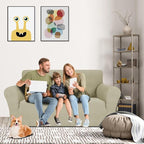 MAXIJIN Loveseat Cover Sofa Covers (55"-69"), 1-Piece Stretch Couch Covers for 2 Cushion Couch Love Seat Slipcover with Elastic Bottom for Kids,Dog (Loveseat, Diamond Pattern Khaki)