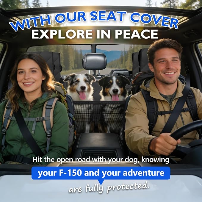Btefd Truck Hard Bottom Dog Back Seat Extender Cover for F150, RAM 1500 | Pet Hammock for Full Size Crew Cab Trucks, Headrest Protection, Holds 420lbs, 45% More Space, Waterproof, Easy Care