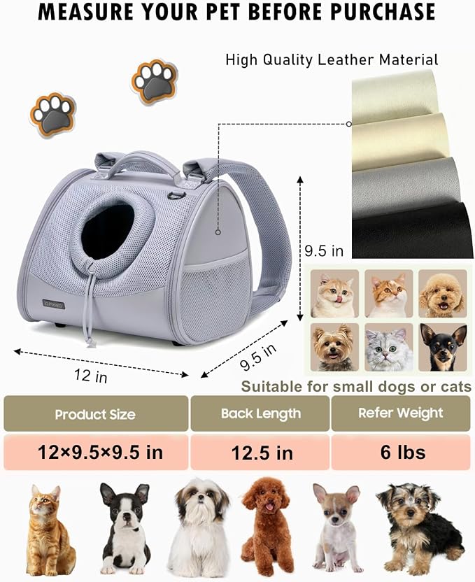 Small Dog Cat Chest Carrier Backpack,Adjustable Ventilated Front Facing Backpack Carrier for Small Dogs Cats Puppy,Airline Approved Lightweight Doggy Backpack for Travel Hiking Outdoor