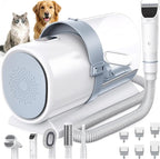 NEWBULIG Pet Grooming Vacuum Kit for Cats and Dogs, 2.5L Dust Cup, White | 3 Suction Modes and 5 Groomer Tools, Dog Clippers with Cordless Low Noise for Cats, Dogs Other Animals Hair Trimmer
