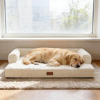 Orthopedic Washable Dog Bed for Extra Large Dogs, 53x42in, Beige | Orthopedic Foam Eases Joint Pressure, Bolsters Supports Head And Neck, Washable Pet Beds, Removable Cover, Non-Slip Bottom