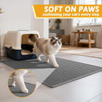 Pieviev Cat Litter Mat, Double-Layer Waterproof Litter Trap, 36" x 30" Gray | Honeycomb Design Catches Scattered Particles to Stop Tracking, Urineproof Base Protects Floors, Easy to Clean
