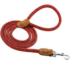 Mile High Life Dog Leash with Genuine Leather Connection, 6 FT/5 FT/4 FT | Rope Leash, Heavy Duty 360° Swivel Metal Clasp, for Small Medium & Large Dogs (Red, 60 Inch)