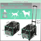 Paw Ballet Pet Carrier with Wheels, Durable Airline Approved Cat Crate, Foldable Rolling Dog Carrier, Rolling Bag for Cat &Dog, Use for Travel, Outdoor, Vet Visits, Camping, Indoor.