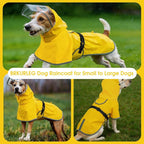 BRKURLEG Dog Raincoat, Waterproof Rain Jacket with Clear Hood for Small Medium and Large Dogs, Adjustable Reflective Pet Rain Coat Poncho with Leash Hole, Yellow L