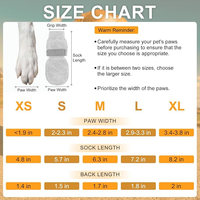 BEAUTYZOO Dog Socks, Non Slip Dog Socks to Prevent Licking Paws -Dog Shoes for Hot/Cold Pavement, Dogs Boots & Paw Protectors, Doggie Booties for Hardwood Floors, Small Medium Large Senior Dogs