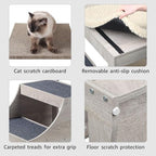 unipaws Pet Bunk Bed with Removable Step for Dog and Cat, Window Perch Seat | Multi-Level Bed with Cushion and Cat Scratch Pad, Indoor Use, Grey