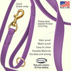 Viper Biothane K9 Working Dog Leash Waterproof Lead for Tracking Training Schutzhund Odor-Proof Long Line with Solid Brass Snap for Puppy Medium and Large Dogs 4ft, Amethyst Purple