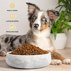 White Dog Bowl, Marble Dog Food Bowl, Non-Slip Water Dish Large, Heavy Duty Pet Bowl for Large Dogs, African Natural Marble, Holds 6 Cups(6lbs)