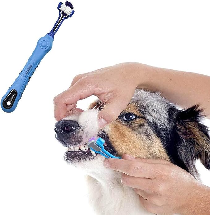 Orgrimmar 8 Pcs 3-Sided Pet Toothbrush Dog Cat Mouth Dental Teeth Care | Pet Brush for Bad Breath Tartar Cleaning