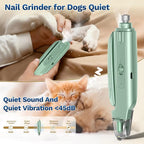 2-in-1 Dog & Cat Nail Clipper with Grinder, LED Light Rechargeable Grooming | Catpick care Type-c Cordless Nail Cutter, Safety Lock & Catcher, Stainless Blade Trimmer for Small Medium Large Pets, Green