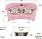 Neater Feeder Express Mess Proof Cat Bowls Elevated, No Spill Feeding Station, Stainless Steel Dishes for Food and Water, Raised Bowls for Indoor Cats, No Fatigue Whisker Friendly Dish, Pink