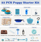 Puppy Supplies Starter Kit, Blue Puppy Essentials for Small Dogs | Bowls, toys, toothbrush, treat pouch and more in one pink puppy kit; ideal welcome home gift for small dogs and new puppies