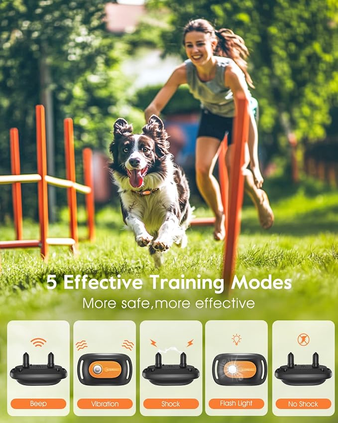 SLOPEHILL Dog Shock Collar,4200FT Dog Training Collar with Remote,Orange | IP68 Waterproof e Collar with Beep,Vibration,Safe Shock,Light,No Shock Mode,Shock Collar for Small Medium Large Dog 8-140lbs