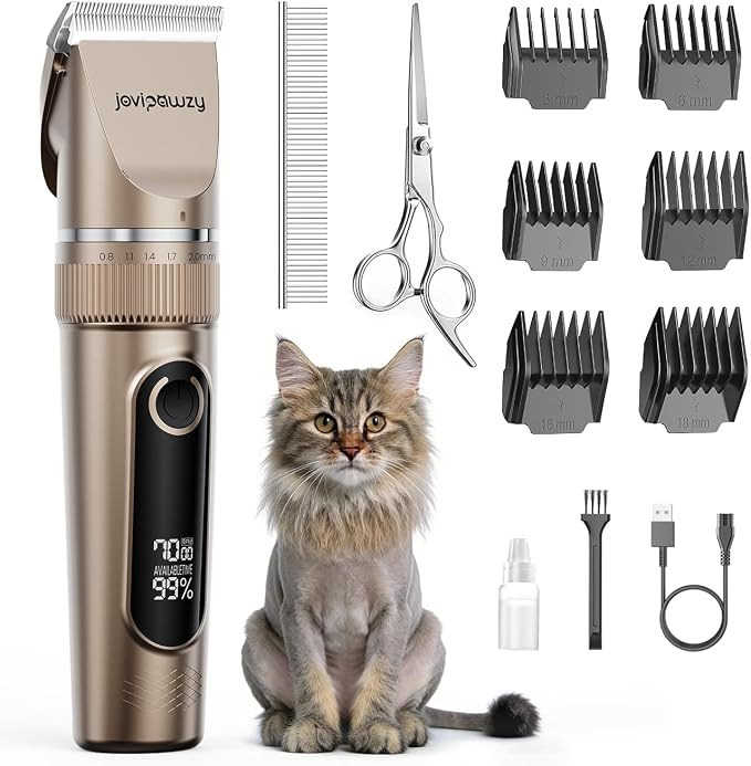 Cat Clippers for Matted Long Hair,Cordless Cat Grooming Kit | Low Noise,2 Speed,Rechargeable,4 Hours Long Battery Life,Removable Ceramic Blade,Cuts Thick Mats,For Cats and Pets