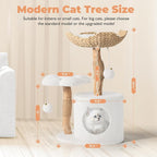 Easyego Modern Cat Tree, 26.3" Aesthetic Wood Cat Tree Tower for Large Cats