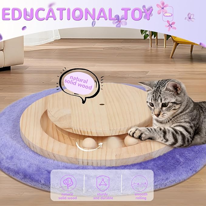 Cat Scratching Post,45'' Tall Wood Vertical Scratcher Tree Toys for Indoor | Large 3.5Inch Natural Sisal Artificial Flower Design Stable Tower Interactive Self Groomer Climbing Full Body Stretching