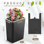 Jingmore Dog Poop Trash Can Outside 3.96 Gal/15 L Plant Styled Dog Waste Trash Can with Lid 50 Waste Bags Outdoor Indoor Poop Container Slim Garbage Bin for Yard Garden Pet (Colorful Flower Black)