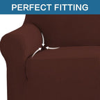H.VERSAILTEX Stretch Sofa Covers for 3 Cushion Couch Covers Sofa Slipcovers for Living Room Feature Thick Checked Jacquard Fabric with Elastic Bottom(X-Large Sofa 101"-110" Wide, Burnt Brick)