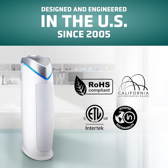GermGuardian HEPA Air Purifier - Large Room Air Purifier for Bedroom, Office, Dorm, and Home - Filters Pet Dander, Dust, Pollen, Smoke, Scents - AC4825W2PK - 22" Tower - White - 2-Pack