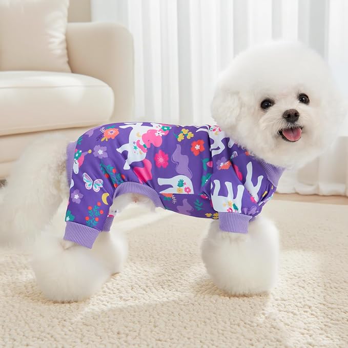 XPUDAC 4 Pieces Dog Pajamas for Small Medium Sized Dogs Stretchable Dog Pjs Soft Puppy Clothes Boy Girl Cats Pet Outfits, XL