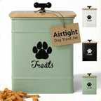 Dog Treat Container Airtight, 6"W x 8"H, Powder Coated, 12 Cup Capacity | Fits All Popular Treats, 12 Cup Capacity, Airtight Bamboo Lid, Easy Open Lid, Dent-Resistant Durable Metal Bone-Shaped Handle