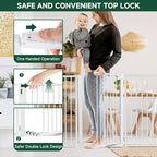 Snagle Paw Metal Freestanding Dog Gate with Door, 80” W x 32” H Dog Fence with Support Feet for Doorways, Stairs and Hallways, Portable Pet Gate for Indoor Use (4 Panel, White)