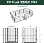 FXW Homeplus Indoor Dog Playpen, 32" H, 12 Panels, for Small & Medium Dogs | Stress-free play, Heavy-duty, Semi-open design, Easy setup, Threshold-free gate, Expandable, Patented