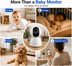 2K Indoor Security Camera, 5GHz Baby Monitor for Home, Pan Tilt | Dog Camera, 5GHz/2.4GHz WiFi, 355° Pan Tilt, Auto Tracking, 3X Zoom, Color Night Vision, Two-Way Audio, SD/Cloud