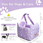Center Console Dog Car Seat for Medium Dogs,Purple | Portable Armrest Booster With Soft Cushion Safety Belt, Up To 21 Lbs