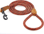 Mile High Life Dog Leash with Genuine Leather Connection, 6 FT/5 FT/4 FT | Rope Leash, Heavy Duty 360° Swivel Metal Clasp, for Small Medium & Large Dogs (Red, 72 Inch)