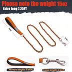 S-ETOVUS-Chain Dog Leash, Bite-Proof Metal Leash, with Padded Handle | Three Sizes 7.25FT/5.2FT/4FT, Woven From Nylon Rope And Chain, Durable And Bite-Resistant, Comfortable With Padded Handles.