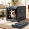 28"L Collapsible Dog Crate for Small/Medium Dogs - No-Tool Assembly Foldable Dog Cage - Portable Travel Crate with 2 Wheels - Space-Saving for Indoor Outdoor Use (Dark Grey, 28.0"L x 18.3"W x 20.9"H)