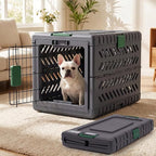 28"L Collapsible Dog Crate for Small/Medium Dogs - No-Tool Assembly Foldable Dog Cage - Portable Travel Crate with 2 Wheels - Space-Saving for Indoor Outdoor Use (Dark Grey, 28.0"L x 18.3"W x 20.9"H)