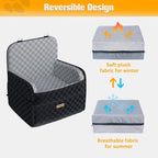 PETICON Waterproof Dog Car Seat for Small Medium Dogs, 5in Memory Foam | Pet Booster Seat for Dogs up to 35 lbs with Pockets, Detachable Washable Pet Carseat with Y-Shape Safety Belt