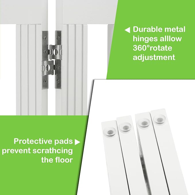 SPIRICH 96" Extra Wide 28" Tall Wooden Freestanding Foldable Dog Gate, Pet Gate Indoor, 4 Panels, White