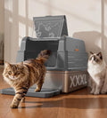 CATLIKE XXXL Stainless Steel Cat Litter Box - 3-Layer Urine Leak-Proof, Enclosed Design w/Charcoal Filter for Maine Coon & Multi-Cat Homes, Includes Metal Scoop & Extra Large Mat (2026 Upgrade)
