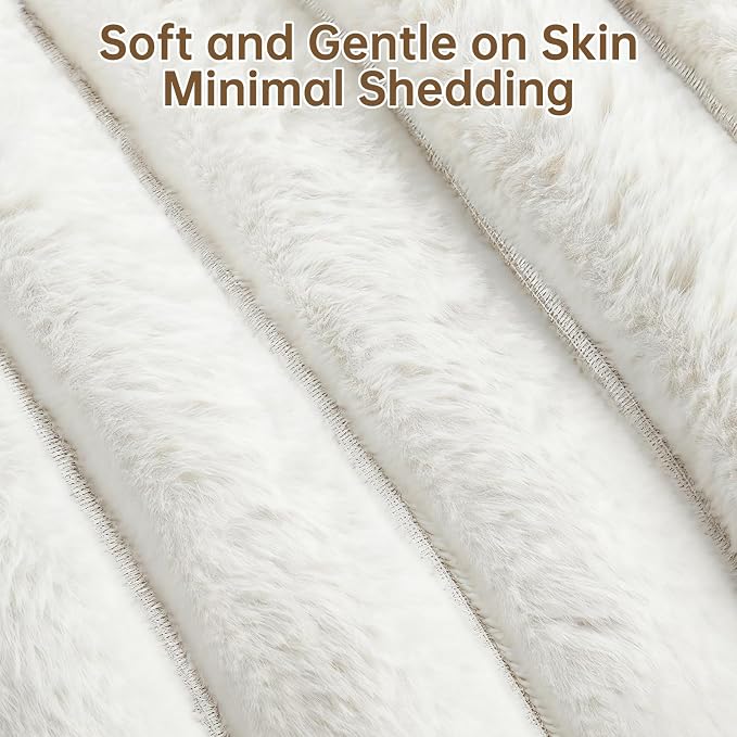 Donut Dog and Cat Bed, Luxurious Comfortable Faux Rabbit Fur Pet Beds, Round Anti-Anxiety Calming Puppy Kitten Bed with Anti-Slip Bottom for Small Medium Dogs & Cats(28", White)