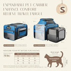 Top and Side Expandable Pet Carrier with Treat & Pet Window,17x11x9.5 Inch Alaska Hawaiian Airline Approved,Soft-Sided Dog Carrier for Small Dogs and Cats,Travel Cat Carrier with Locking Safety Zipper