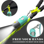 Dog Poop Bag Holder With LED Flashlight | Pet Waste Dispenser for Leash | Doggie Potty Container With Leak-proof Trash Bags and Accessories (2 Holders 30 Bags, Mint Green)
