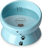 Y YHY Ceramic 15 Ounce Slanted Cat Food Water Bowl, Lake Blue